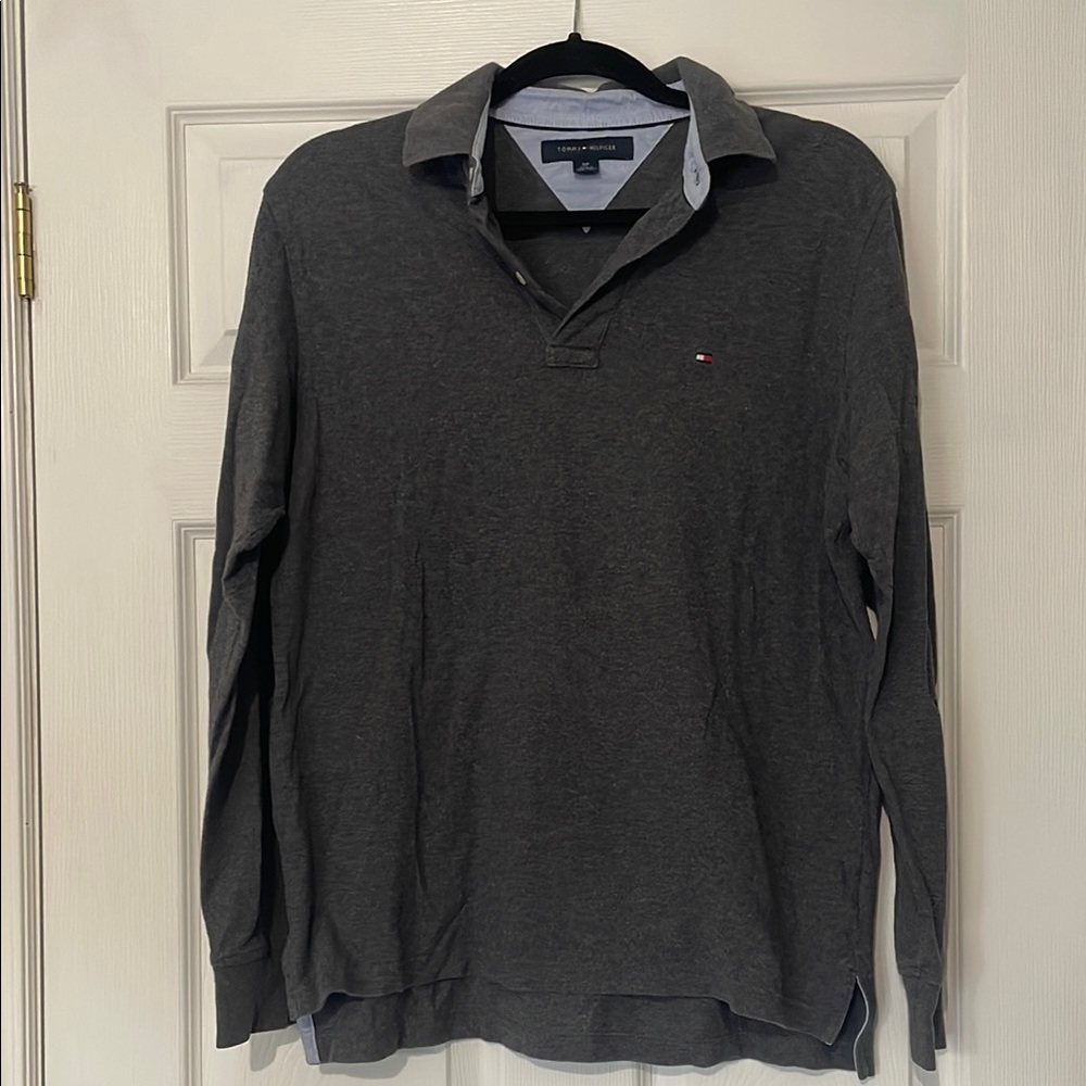 Tommy Hilfiger Gray Long-Sleeve Polo Shirt
